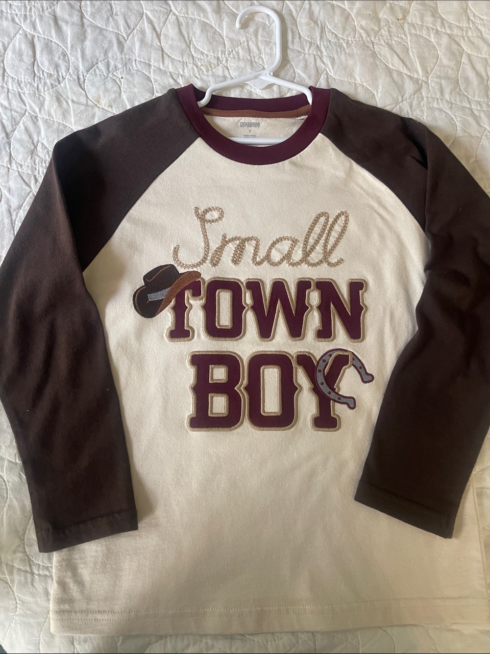 Gymboree Cream & Brown "Small Town Boy" Long-Sleeve Raglan Tee